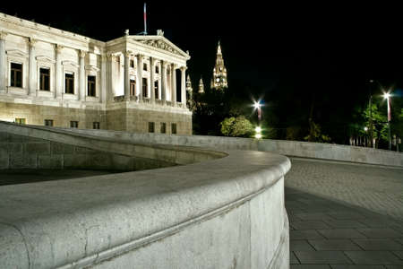 Vienna - Detail on building of austrian Parliament (City Hall in background)の写真素材