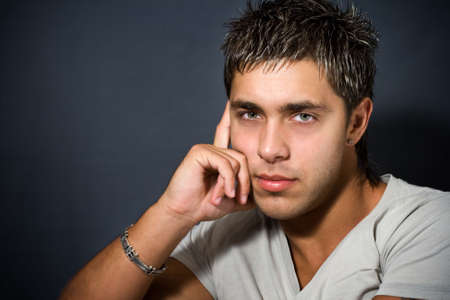 Portrait of good looking guy with copy-spaceの写真素材