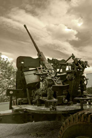 Close view of flak - anti-aircraft war machine