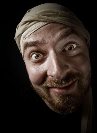 Portrait of weird funny looking guyの写真素材