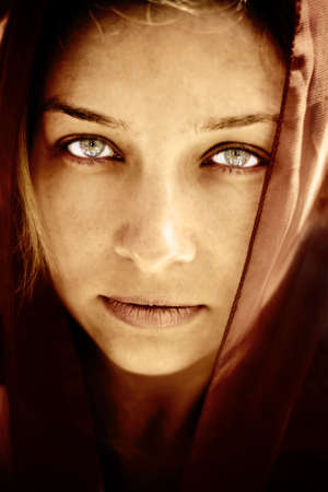 Portrait of mysterious woman with stunning eyesの写真素材