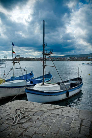 Boats in Tsarevo harbour, little coast town in Bulgariaの写真素材
