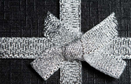 Macro shot of shiny silver ribbonの写真素材