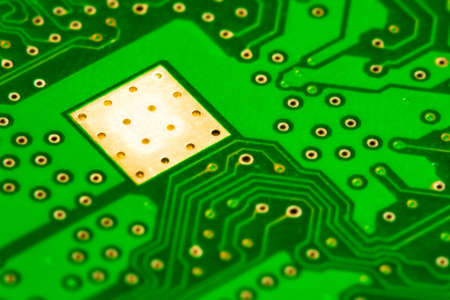 Macro view of computer green electronic boardの写真素材