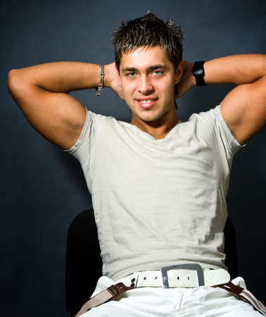 Portrait of confident sexy muscular manの写真素材