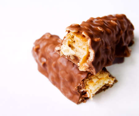 Chocolate bar isolated on white backgroundの写真素材