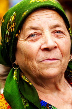 Smile of happy east european grandmotherの写真素材