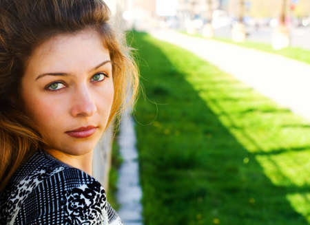 Outdoor portrait of beautiful womanの写真素材