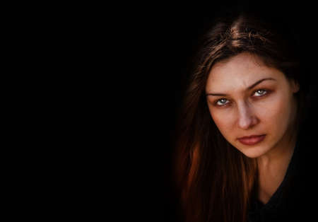 Face of evil dark spooky one womanの写真素材