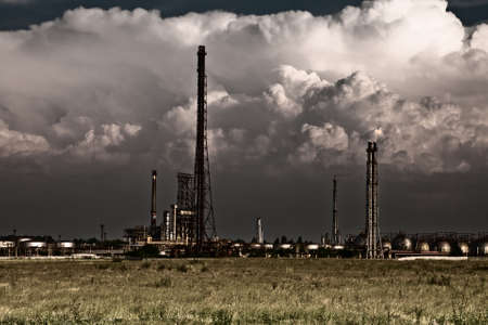 Pollution concept - industrial refinery