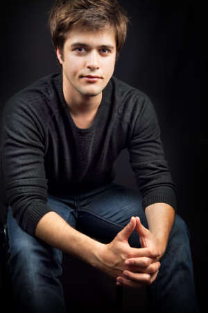 Portrait of one sexy handsome young masculine manの写真素材