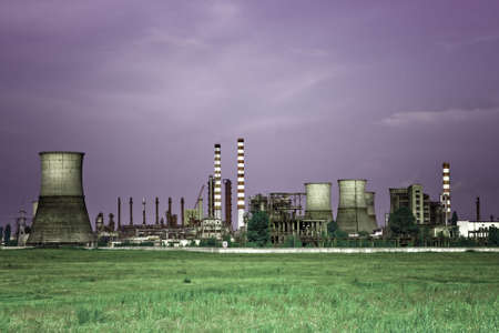 Toxic industry - landscape of industrial oil refineryのeditorial素材
