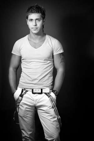Handsome sexy fashionable young manの写真素材