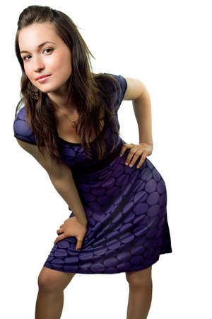 Fashion portrait of young sexy woman isolated on whiteの写真素材