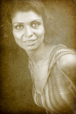 Vintage retro portrait of classic womanの写真素材