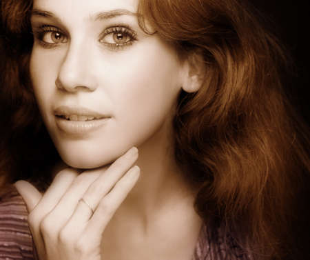 Glamour classic portrait of one sensual womanの写真素材