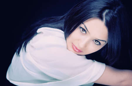 Portrait of sexy beautiful young brunette womanの写真素材