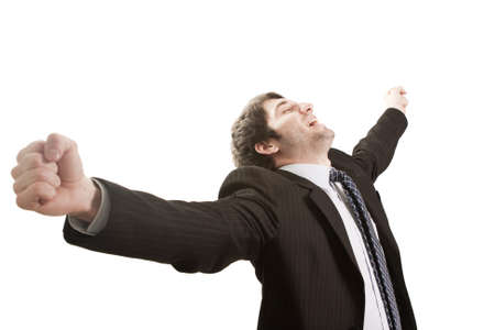 Happy businessman expressing success and victory conceptの写真素材