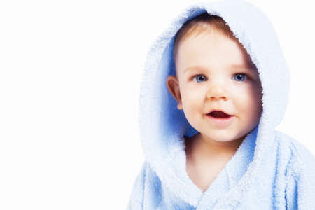 Face of funny cute baby boy with surprise expressionの写真素材