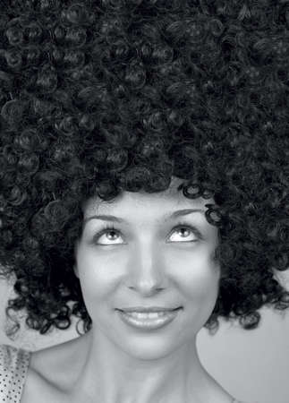 Portrait of happy woman with trendy hair styleの写真素材