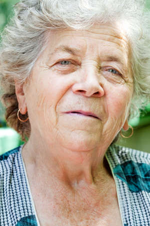 Face of one charming senior old ladyの写真素材