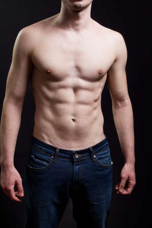 Nice abdomen of man with muscular sexy bodyの写真素材