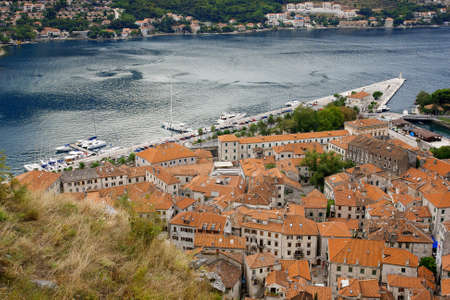 Panorama of Kotor City, Montenegro, and Adriatic Seaの写真素材