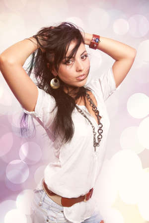 Fashion portrait of sexy hispanic young womanの写真素材