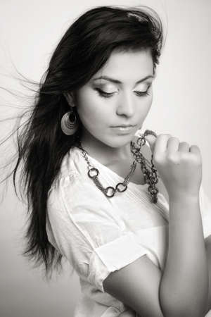 Glamour portrait of young sensual brunette womanの写真素材