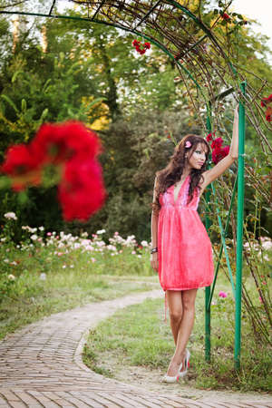 One sexy elegant woman posing outdoorの写真素材