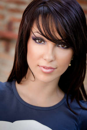 Face of one beautiful young cute womanの写真素材