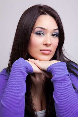 Portrait of one sensual elegant young woman の写真素材