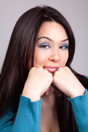 Young woman with funny face expressionの写真素材