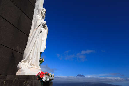 Statue of saint on Faial Island, Azores, Portugalの写真素材