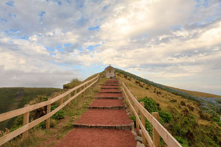 Path to religious monument, Azores, Portugalの写真素材