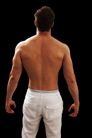 Back of muscular fit athletic manの写真素材