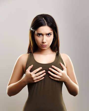 Young woman with small size boobsの写真素材