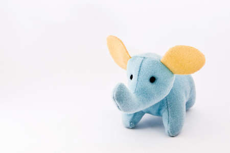 A blue elephant with yellow ears