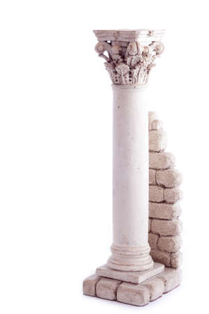 Roman column bookend isolated in a white backgrounの写真素材