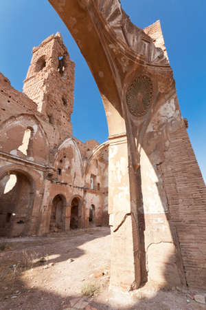 An old church destroyed during the spanish civil war in Belchite, Zaragozaの写真素材