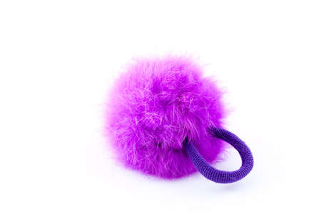 A furry pink scrunchieの写真素材