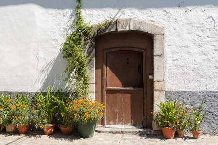 An old flowery facade in Spainの写真素材
