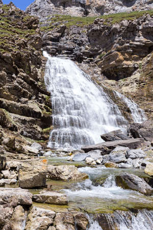 Cola de caballo - waterfall in the spanish national park Ordesa and Monte Perdido, Pyreneesの写真素材