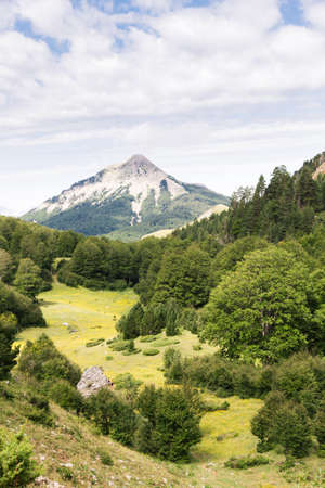 A path leading to a mountain in Zuriza's Valley, Spanish Pirineosの写真素材