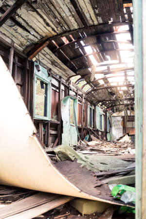 Old train car in the Canfranc International Railway Station (Aragon, Spain)のeditorial素材