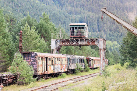 Old train car in the Canfranc International Railway Station (Aragon, Spain)