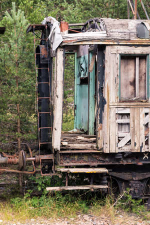 Old train car in the Canfranc International Railway Station (Aragon, Spain)の写真素材