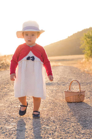 Portrait of young girl in the countryの写真素材