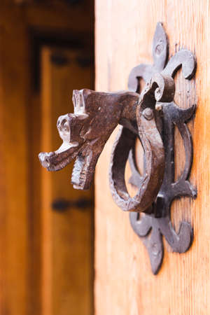 An old wooden door in Segovia (Spain)の写真素材