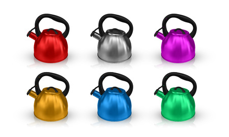 Realistic set of kettle isolated on white backgroundのイラスト素材